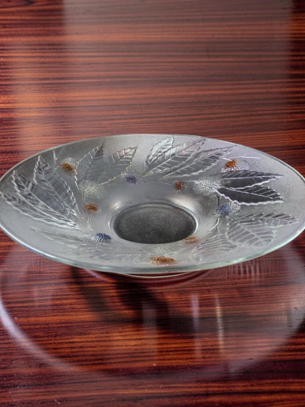 Vintage Luminarc Chataignier fruit dish, Textured Pressed glass bowl featuring a